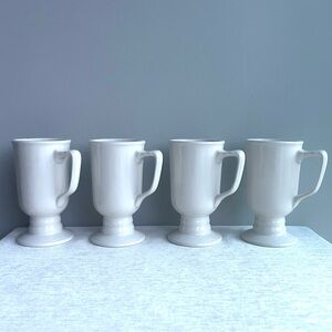 (4) mid century stoneware mugs pedestal irish coffee